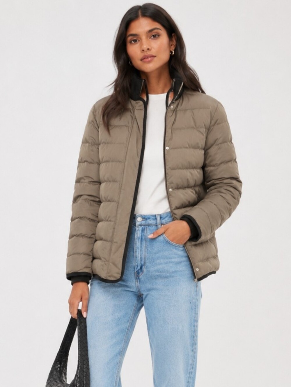 Theory Taupe Liner Down Puffer Jacket Size L